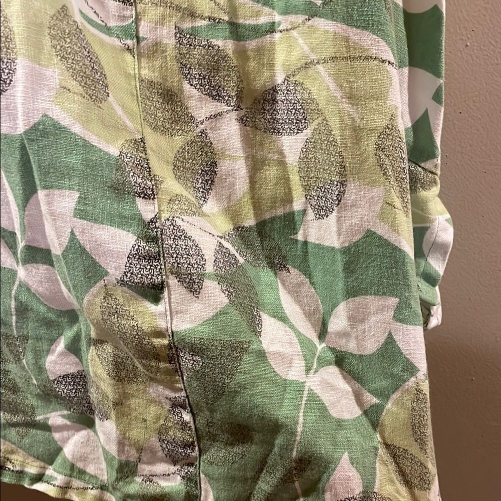 Linen Leaf Print Button-Up Blouse - image 6